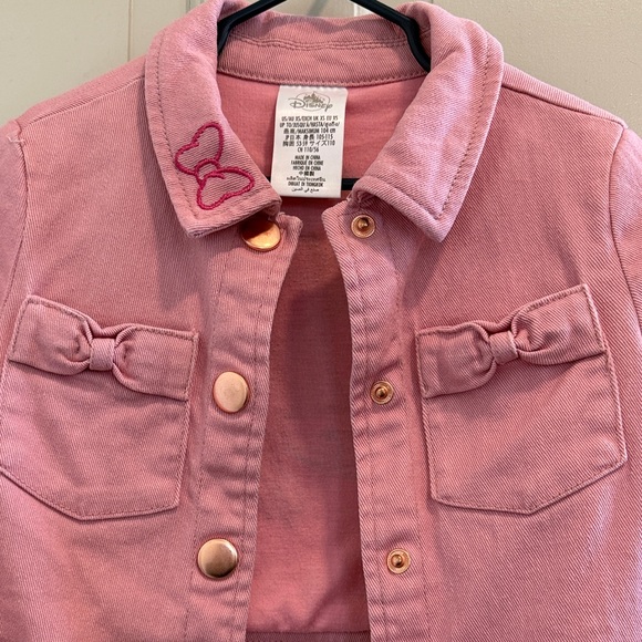 Disney Minnie Mouse Light Pink Denim Jacket with Bow Accents Size XS - Picture 7 of 12